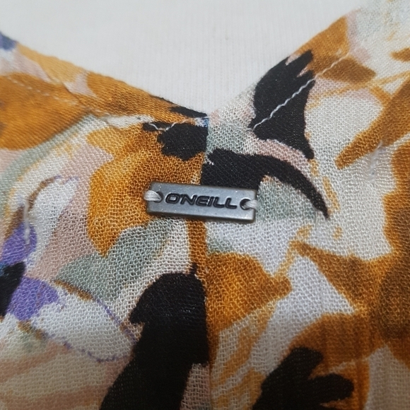 O'Neill Tessa Gold Multi Floral Print Oversized Swim Cover-Up - Picture 7 of 12